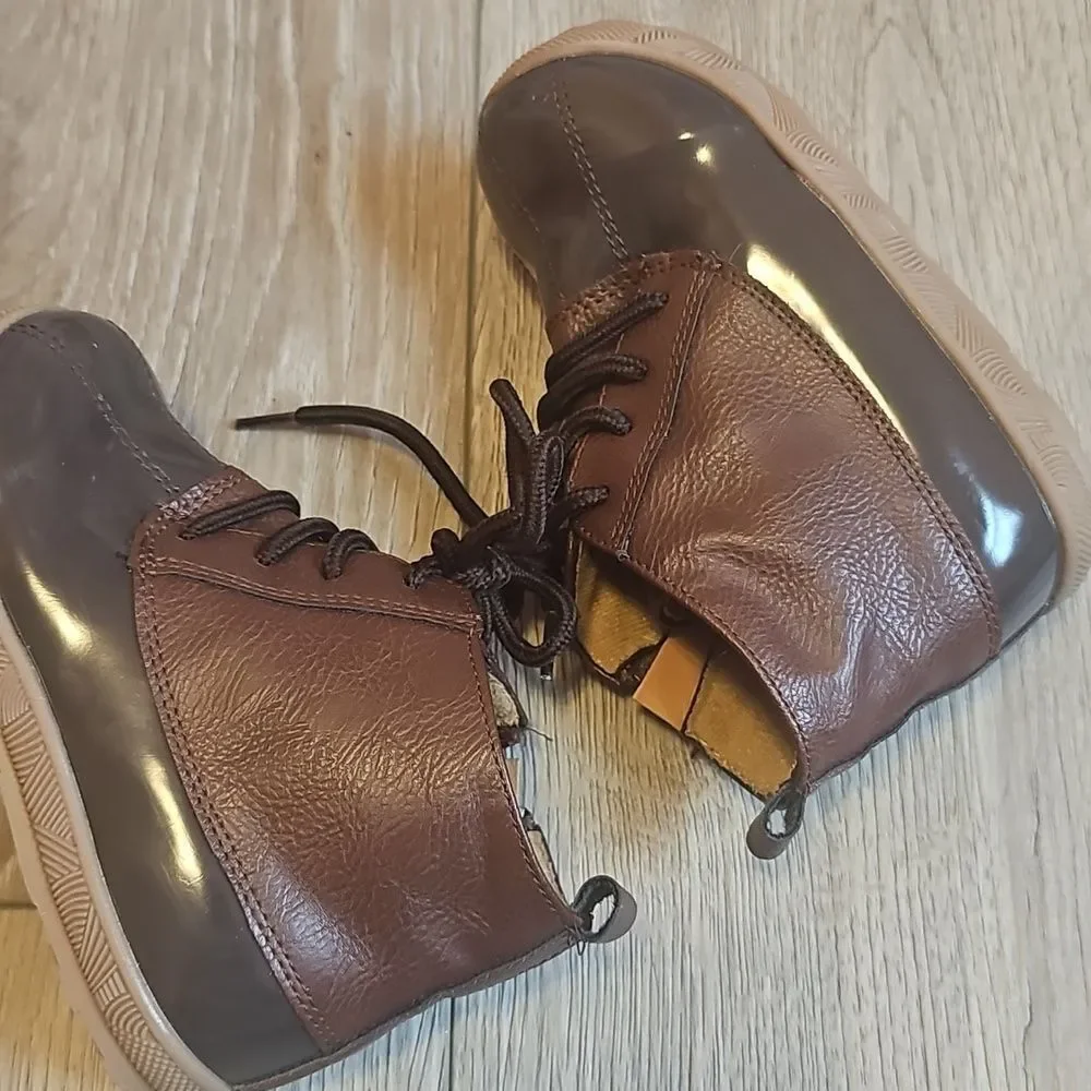 Kids Brown Leather Lace-Up Ankle Boots